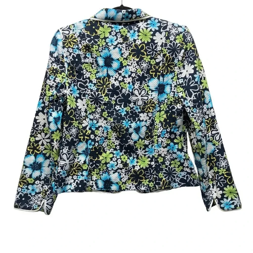 Vintage‎ Requirements Floral Blazer Jacket, Size 10, Textured Colorful Cotton